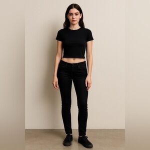 GAP Black Low Rise Skinny Jeans 28R Women’s Y2K Stretch Denim biker moto 30x28